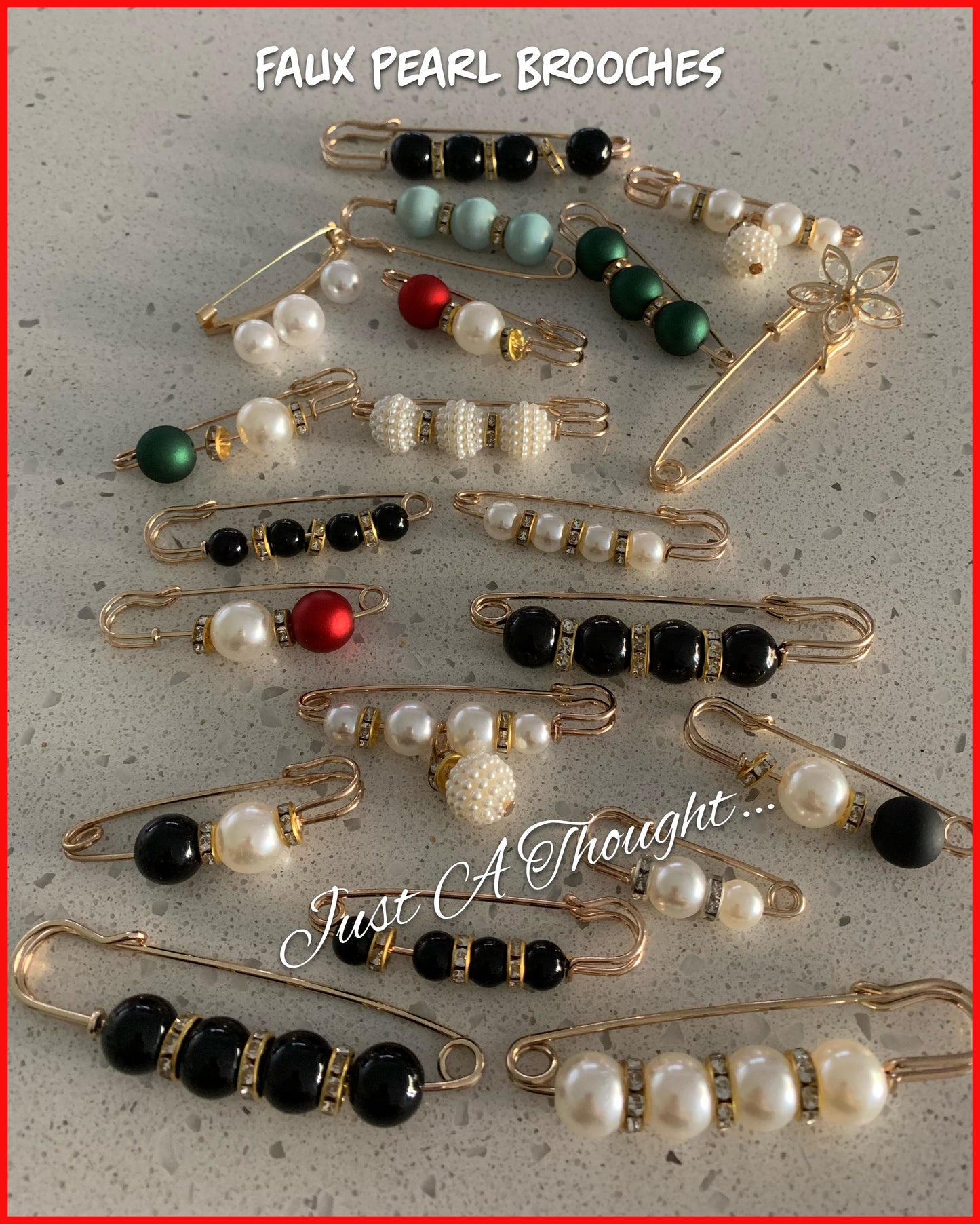Faux Pearl Brooch Set