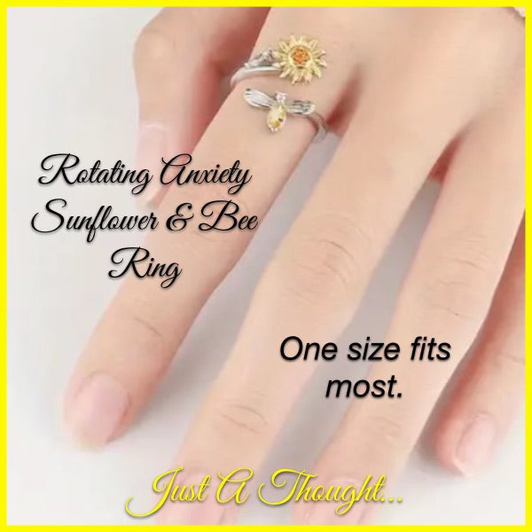 Sunflower & Bee Spinning Anxiety Ring