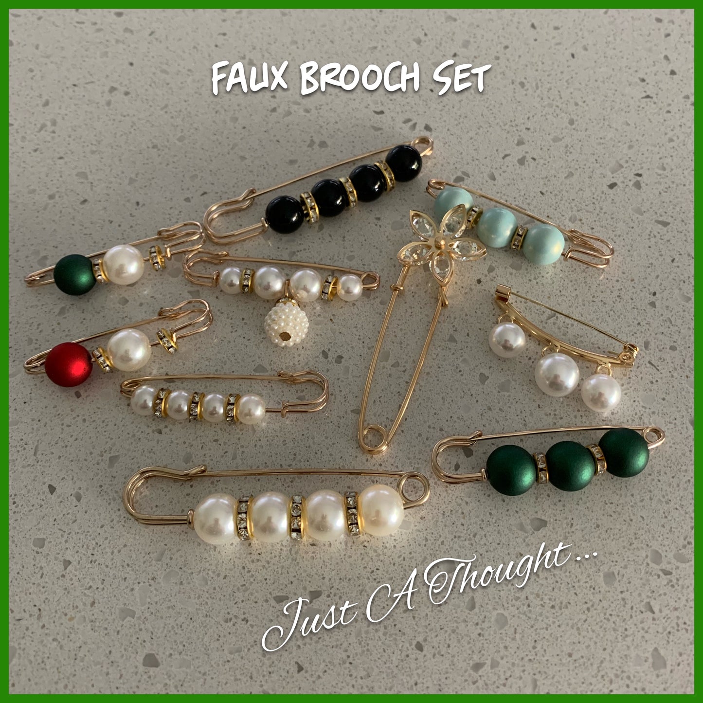 Faux Pearl Brooch Set