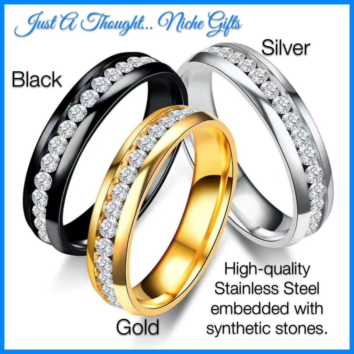 Stainless Steel Faux Diamond Ring