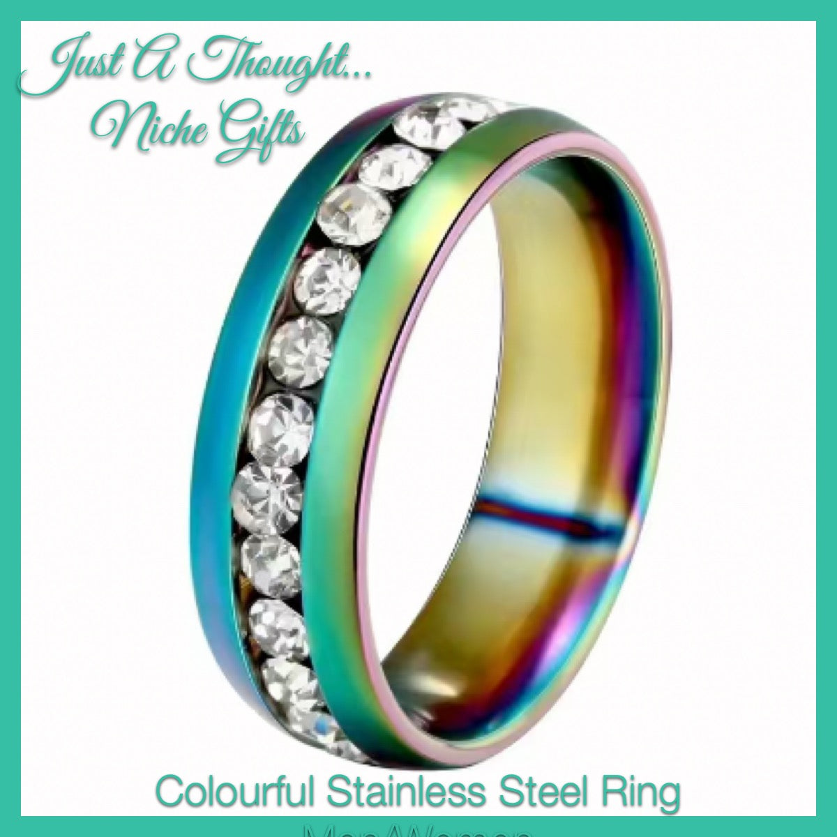 Stainless Steel Faux Diamond Ring