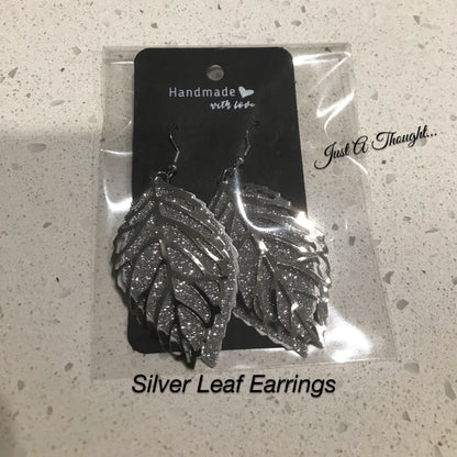 Silver Leaf Fishhook Earrings