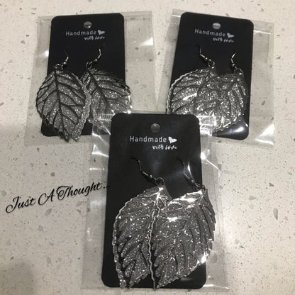 Silver Leaf Fishhook Earrings