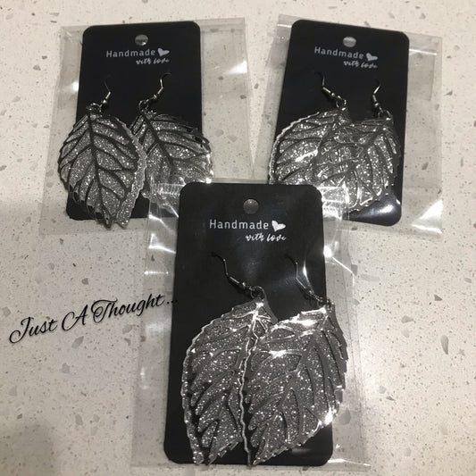 Silver Leaf Fishhook Earrings