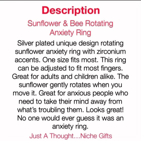 Sunflower & Bee Spinning Anxiety Ring