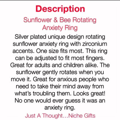 Sunflower & Bee Spinning Anxiety Ring