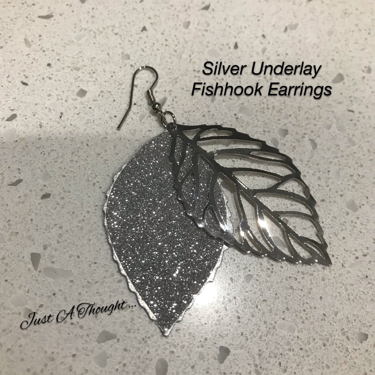 Silver Leaf Fishhook Earrings