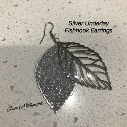 Silver Leaf Fishhook Earrings