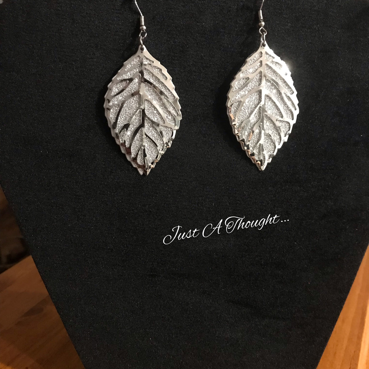 Silver Leaf Fishhook Earrings