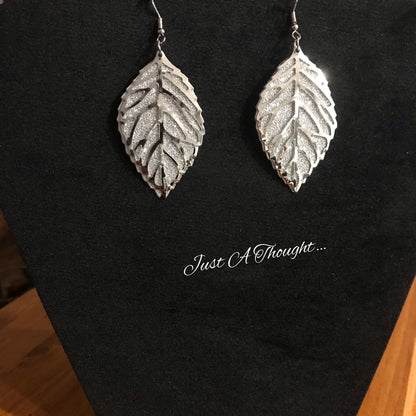 Silver Leaf Fishhook Earrings